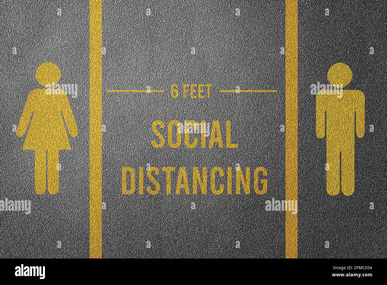 Symbolic two person stay away each other keeping social distance, to protecting from the global treath. Stock Photo