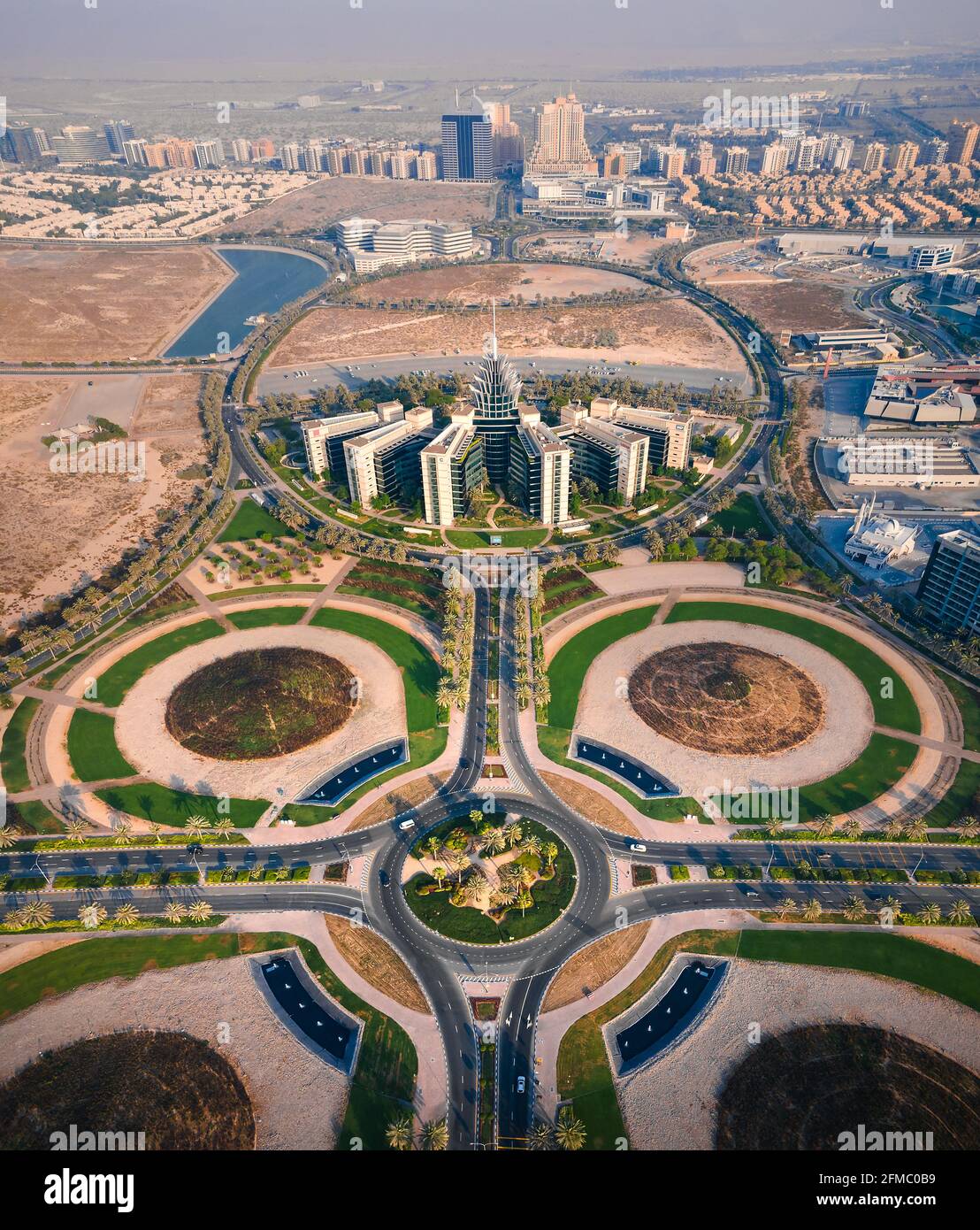 Dubai, United Arab Emirates - May 5, 2021: Dubai Silicon Oasis technology park, residential area and free zone in Dubai emirate suburbs at United Arab Stock Photo