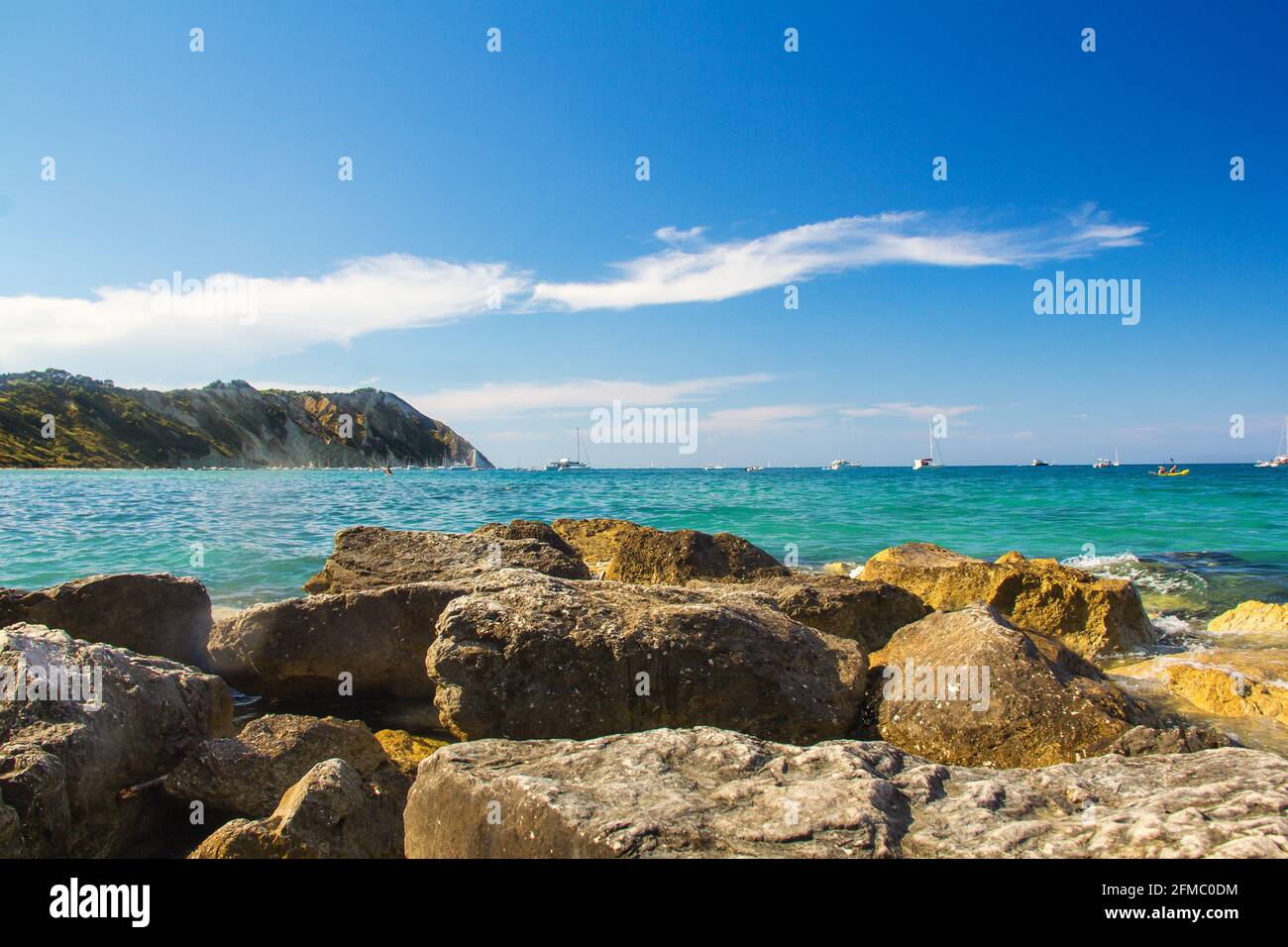 Portonovo beach-Sirolo,coast Conero, Ancona, Marche, Italy, Europe. Stock Photo