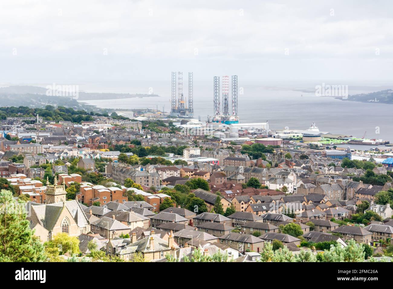 View over Dundee, Scotland, toward Eastern Wharf Quay. Stock Photo