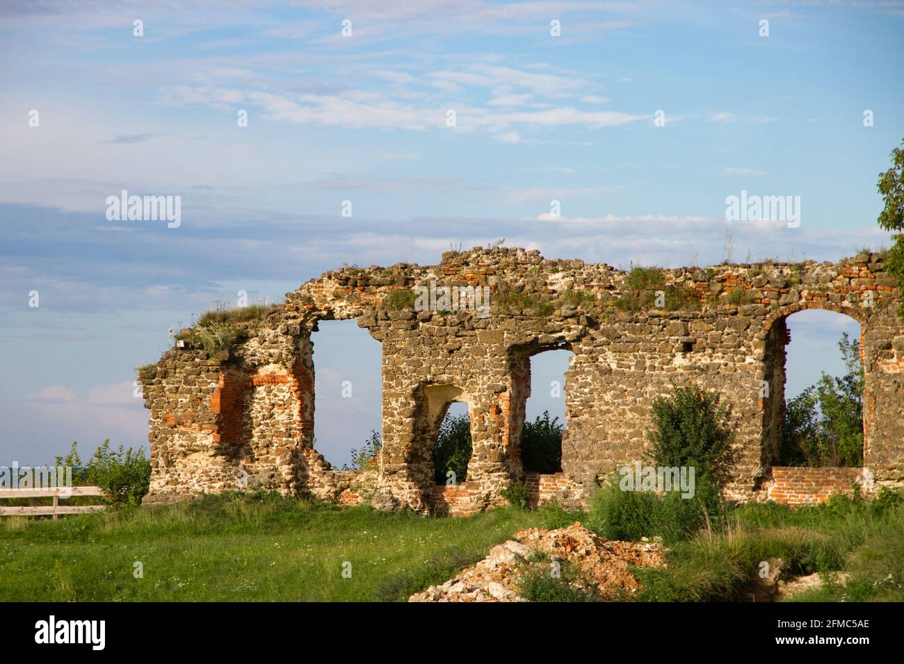 Scenic view of the old overgrown castle ruins. Güssing castle, Southern Burgenland, Austria Stock Photo