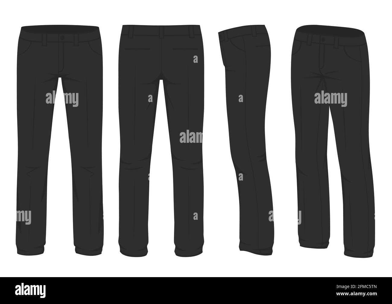vector illustration of a men fashion, suit uniform, back side view of pants Stock Vector