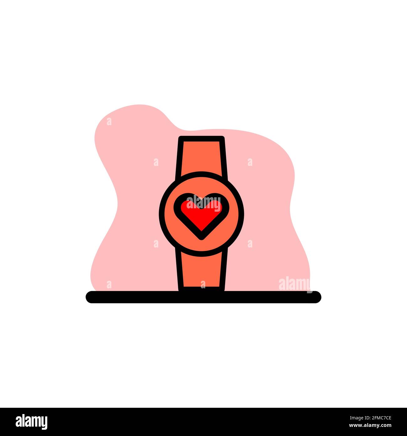 Heart Watch Icon Vector Concept Illustration Design eps10 Stock Vector