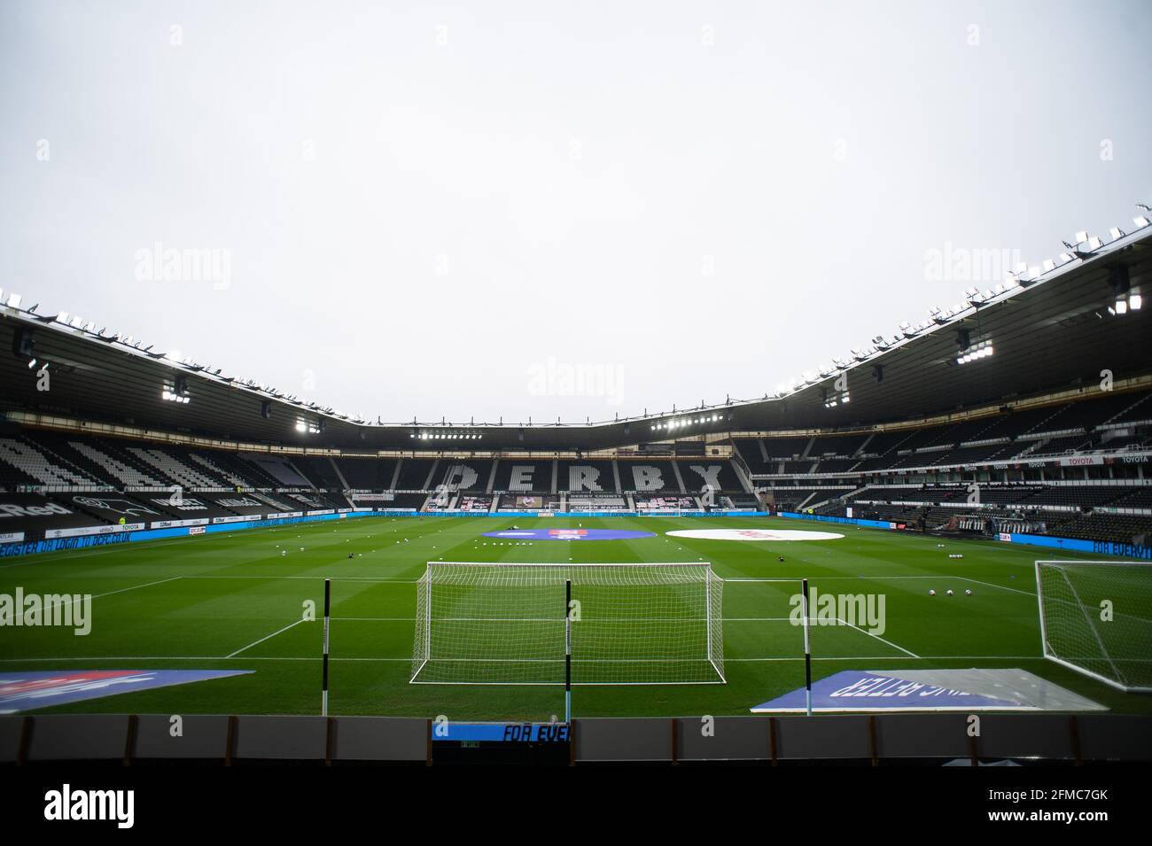 DERBY, UK. MAY 8TH. Pride Park before the crucial relegation decider during the Sky Bet Championship match between Derby County and Sheffield Wednesday on Saturday 8th May 2021. (Credit: Pat Scaasi | MI News) Credit: MI News & Sport /Alamy Live News Stock Photo