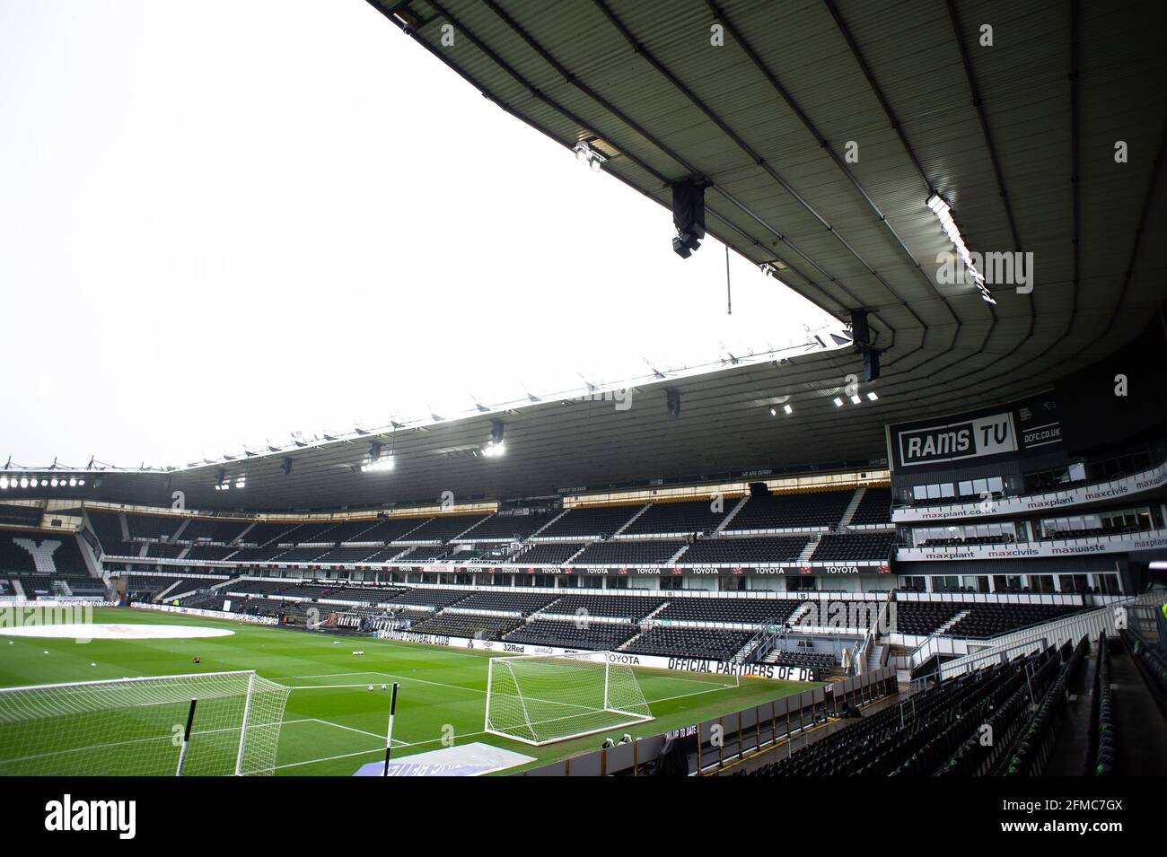 DERBY, UK. MAY 8TH. Pride Park before the crucial relegation decider during the Sky Bet Championship match between Derby County and Sheffield Wednesday on Saturday 8th May 2021. (Credit: Pat Scaasi | MI News) Credit: MI News & Sport /Alamy Live News Stock Photo