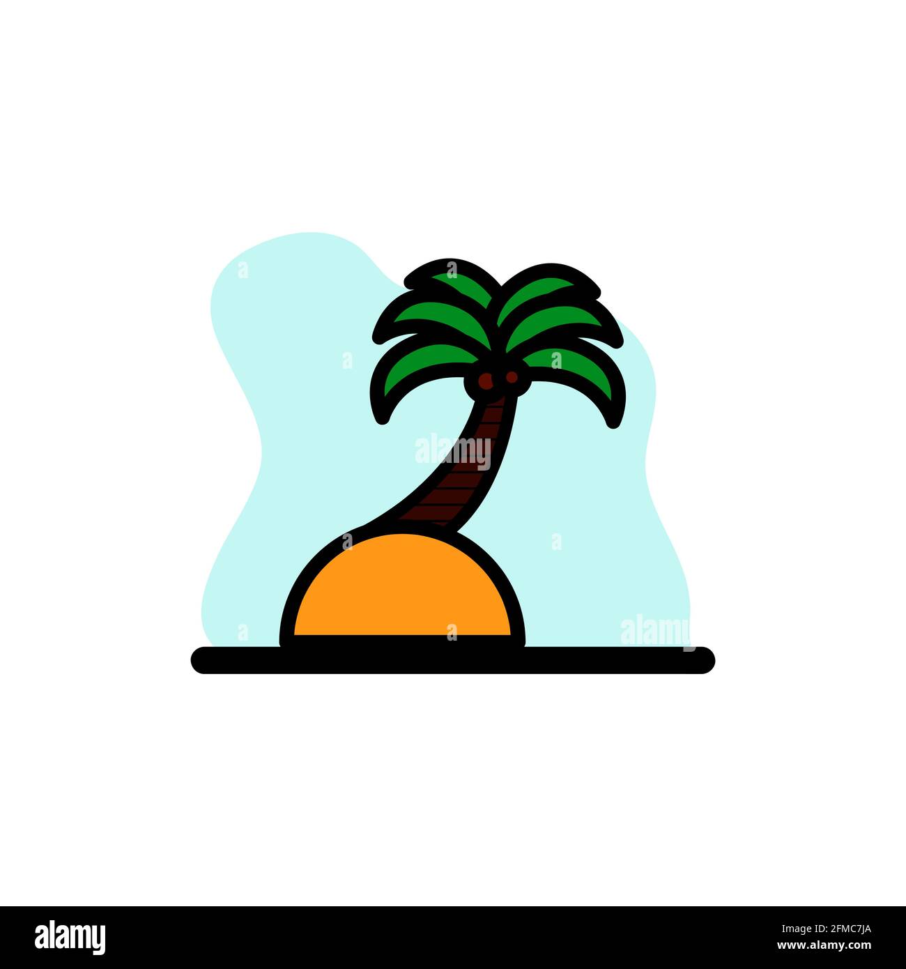 Palm Tree on A Beach Icon Vector Concept Illustration Design eps10 Stock Vector