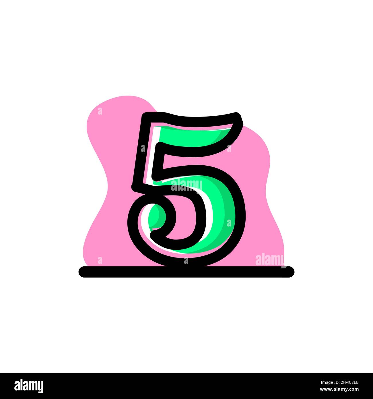 Number Five Icon. 5 Round Circle Digit Letter Count Down Counter