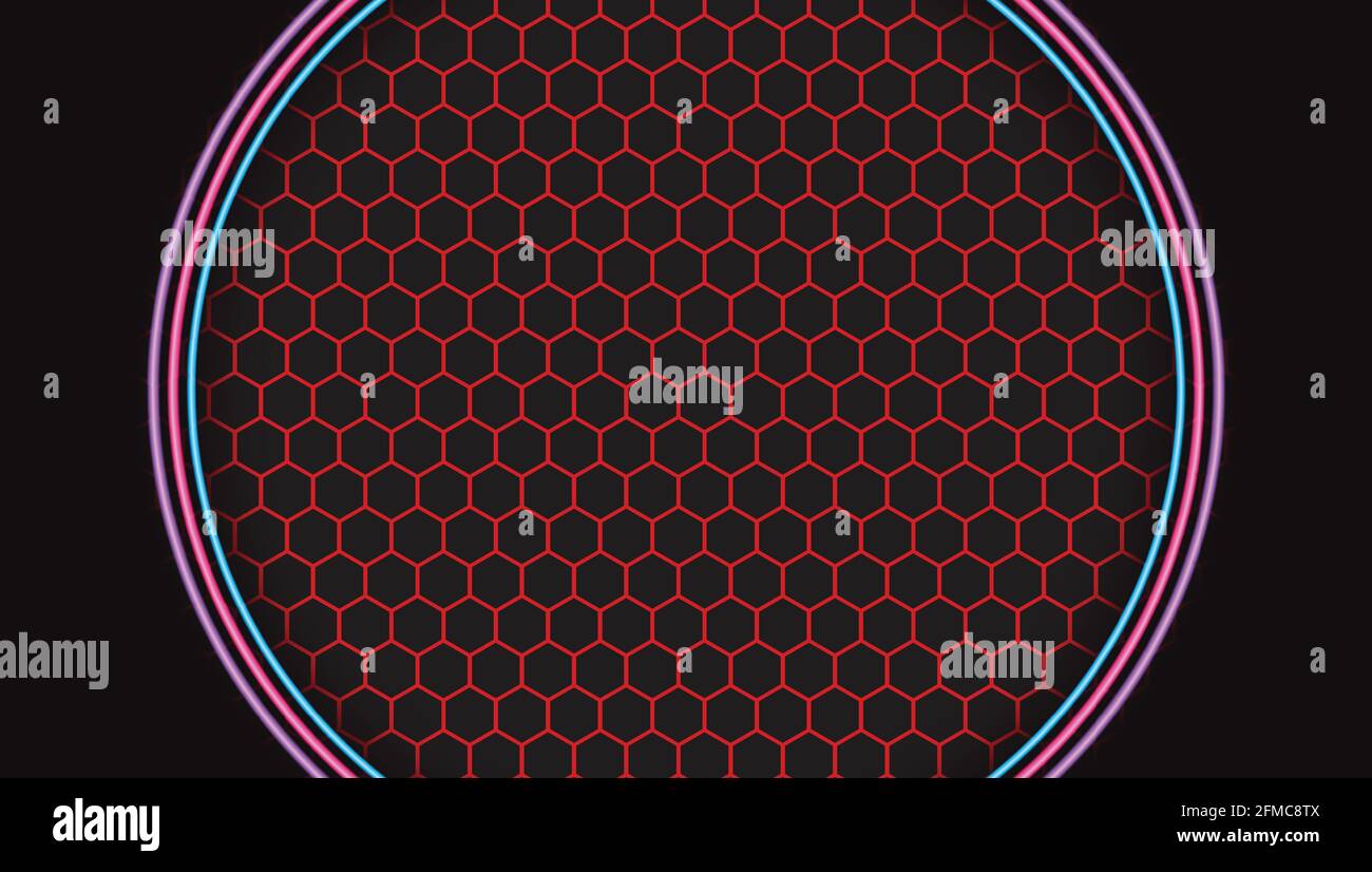 Red hexagons and black backdrop Abstract .Illustration Vector Design Stock Vector