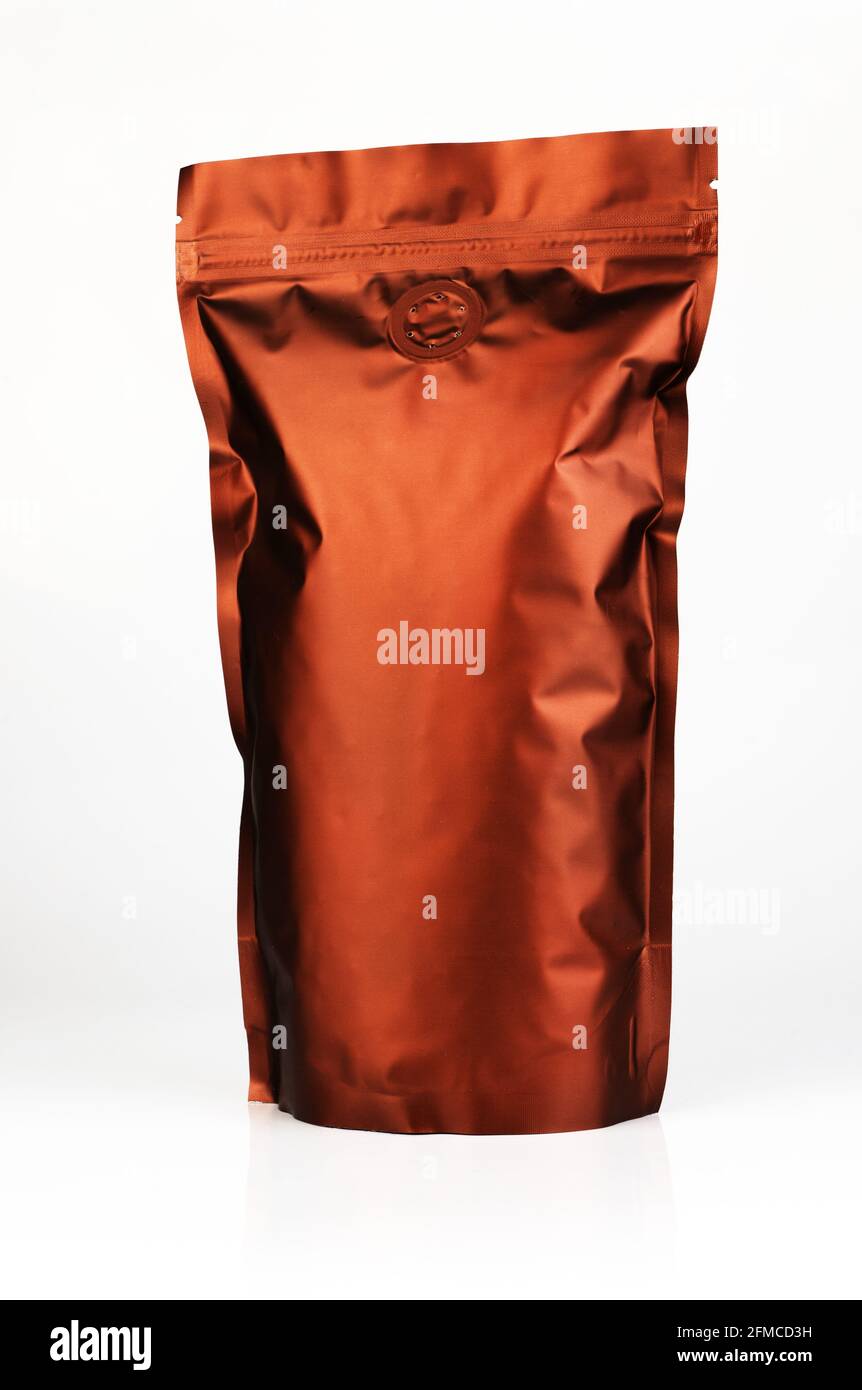 Vacuum packaging of coffee isolated on white background. Coffee pack