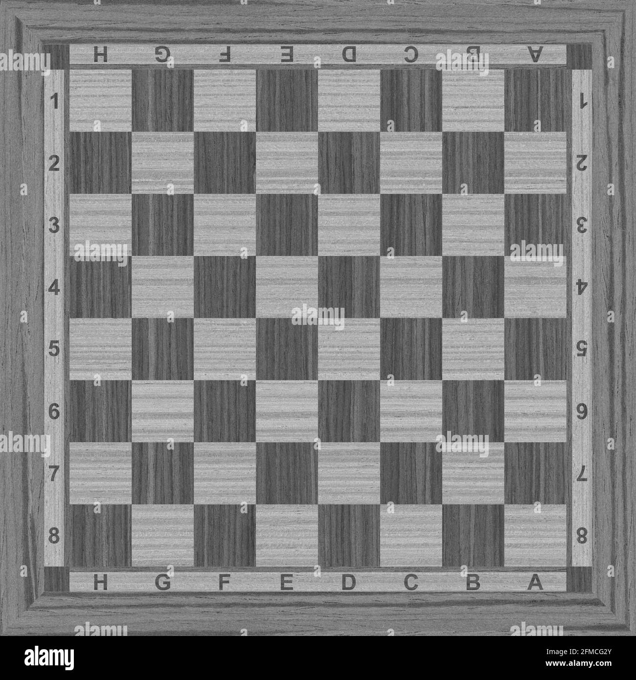 Top view of empty wooden chess board surface, chess game, mind game Stock Photo