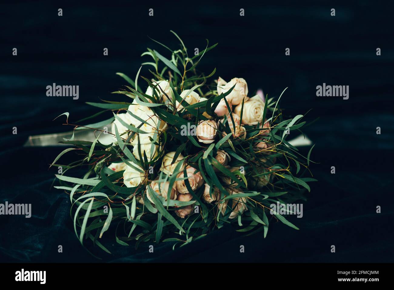 beautiful modern wedding bouquet on dark background Stock Photo - Alamy