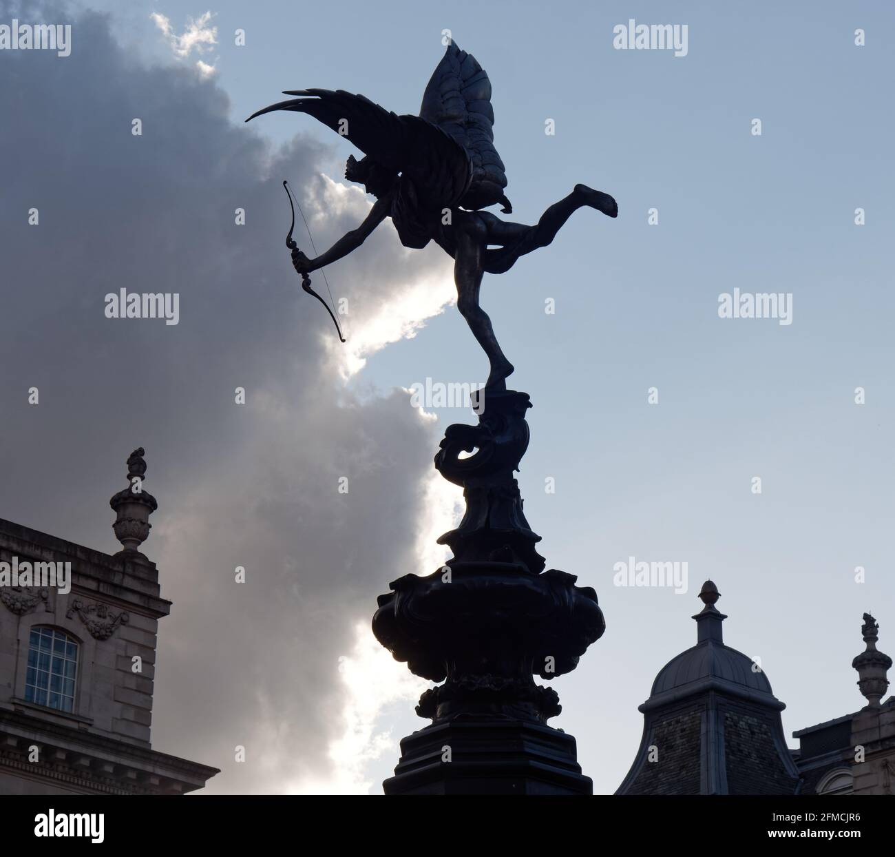London, Greater London, England - May 04 2021: Statue of Anteros on The Shaftesbury Memorial Fountain often mistakenly called 'Eros' Stock Photo
