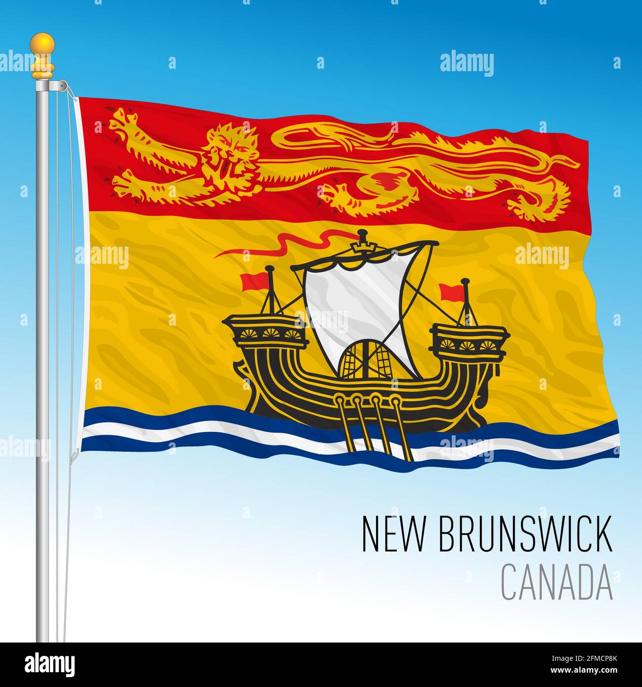 New Brunswick territorial and regional flag, Canada, north american country, vector illustration Stock Vector
