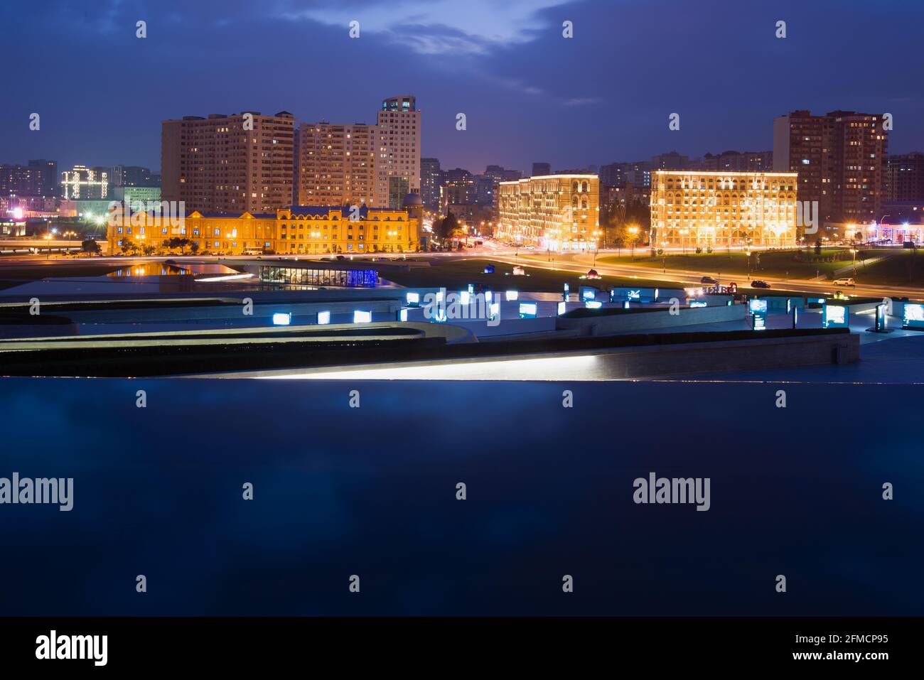 January evening in modern Baku. Azerbaijan Stock Photo