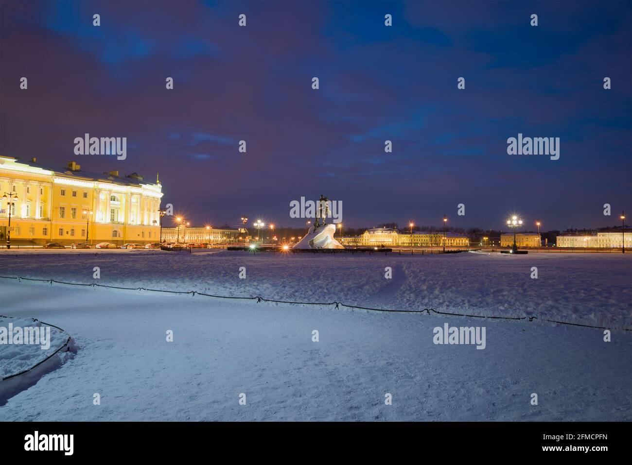February evening on the Senate Square. Saint Petersburg, Russia Stock Photo