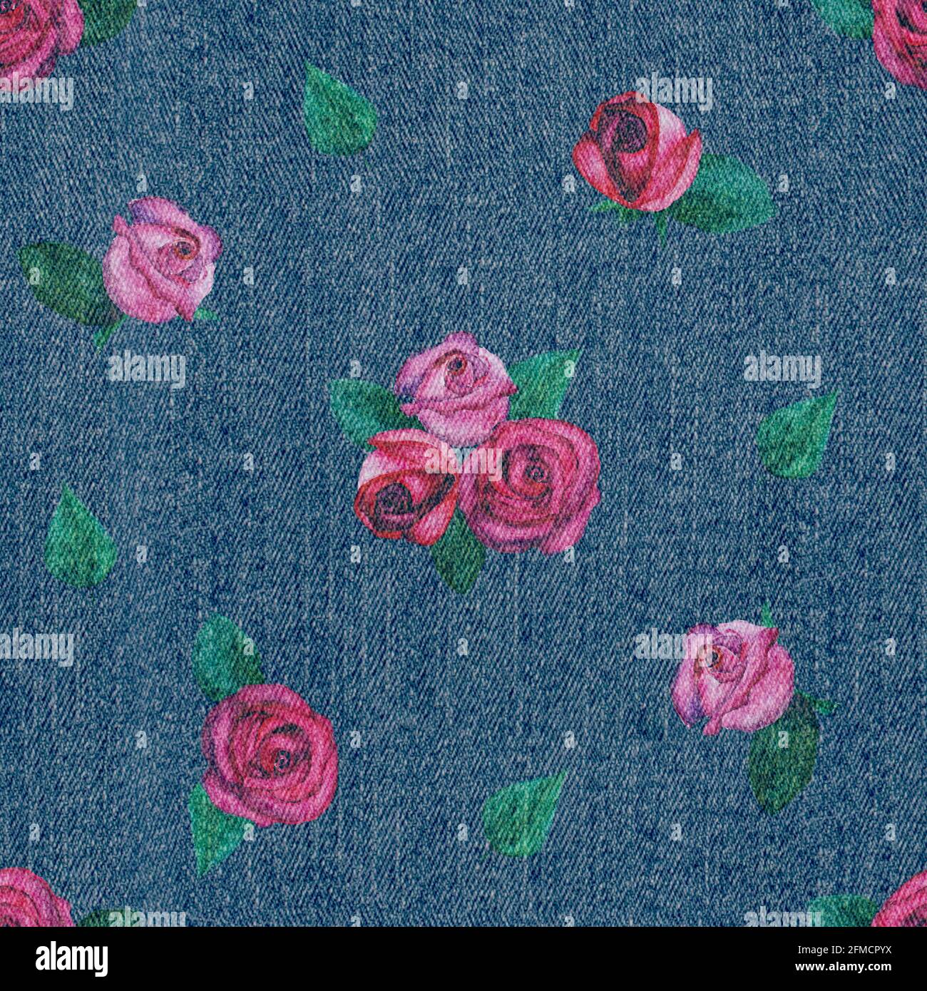Floral fabric jeans hi-res stock 