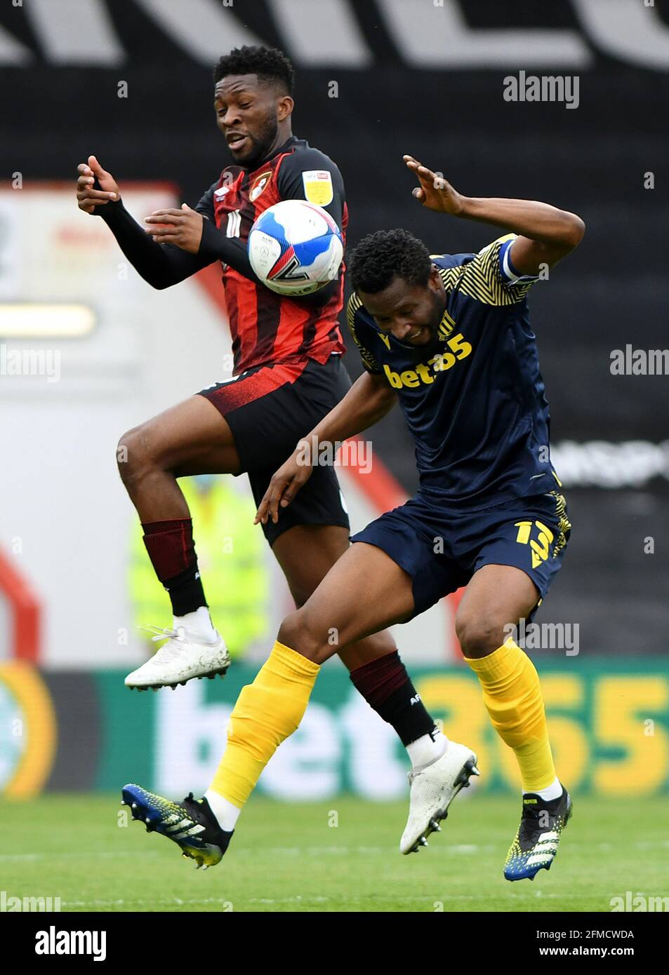 Jefferson Lerma of AFC Bournemouth and John Obi Mikel of Stoke City - AFC Bournemouth v Stoke City, Sky Bet Championship, Vitality Stadium, Bournemouth, UK - 8th May 2021  Editorial Use Only - DataCo restrictions apply Stock Photo