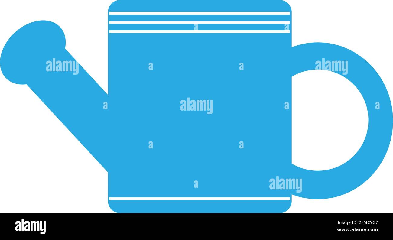 blue rectangular watering can with stripes isolated on white background Stock Vector