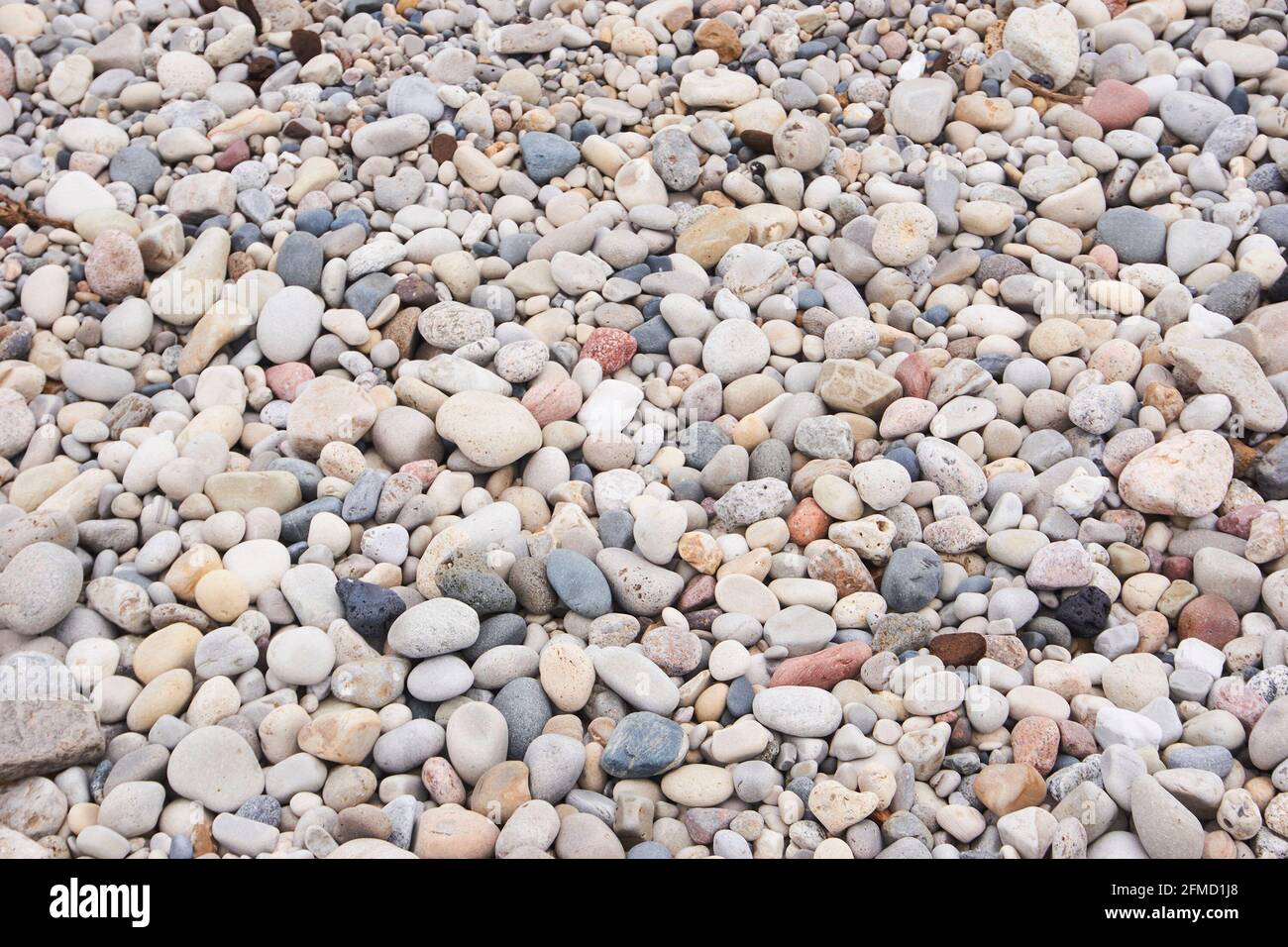 Stones at Grant Park beach, Milwaukee Wisconsin. Stock Photo