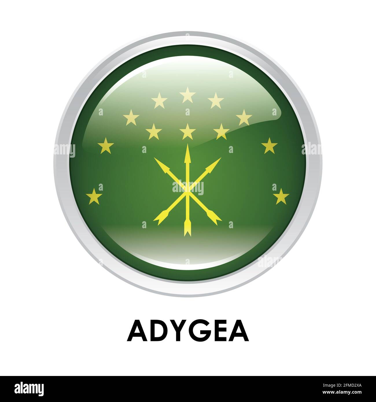 Round flag of Adygea Stock Photo