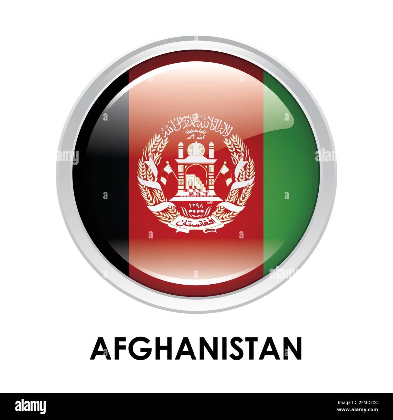 Round flag of Afghanistan Stock Photo