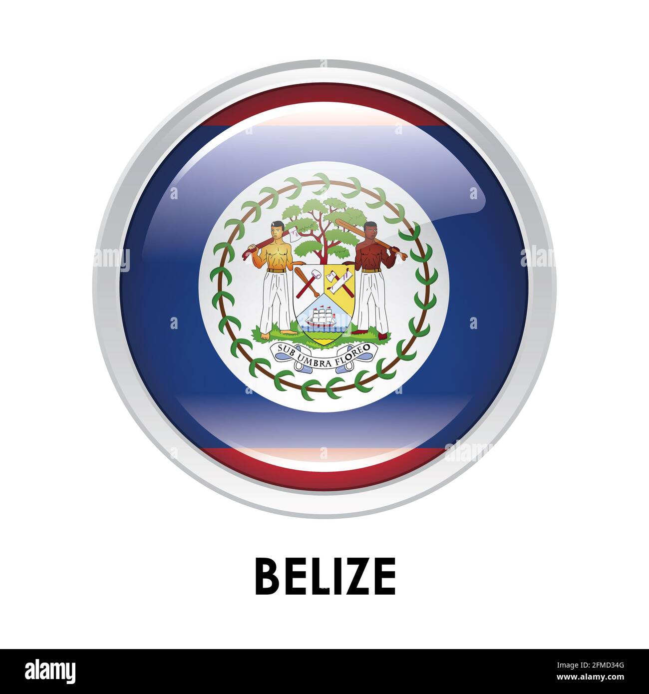Round flag of Belize Stock Photo