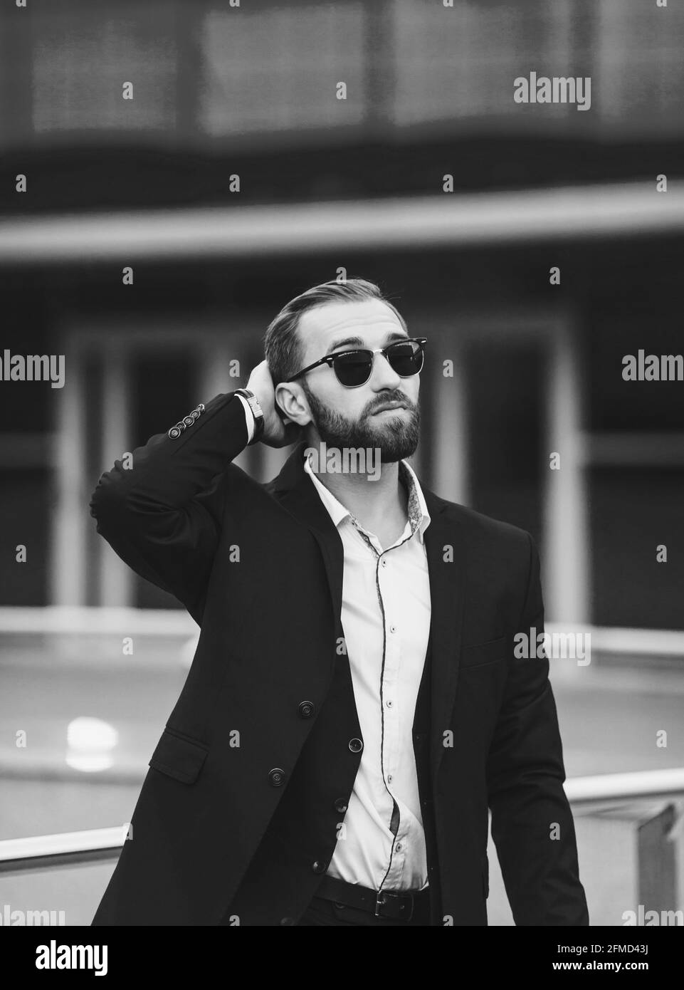 Successful handsome businessman in Black and White Stock Photos ...