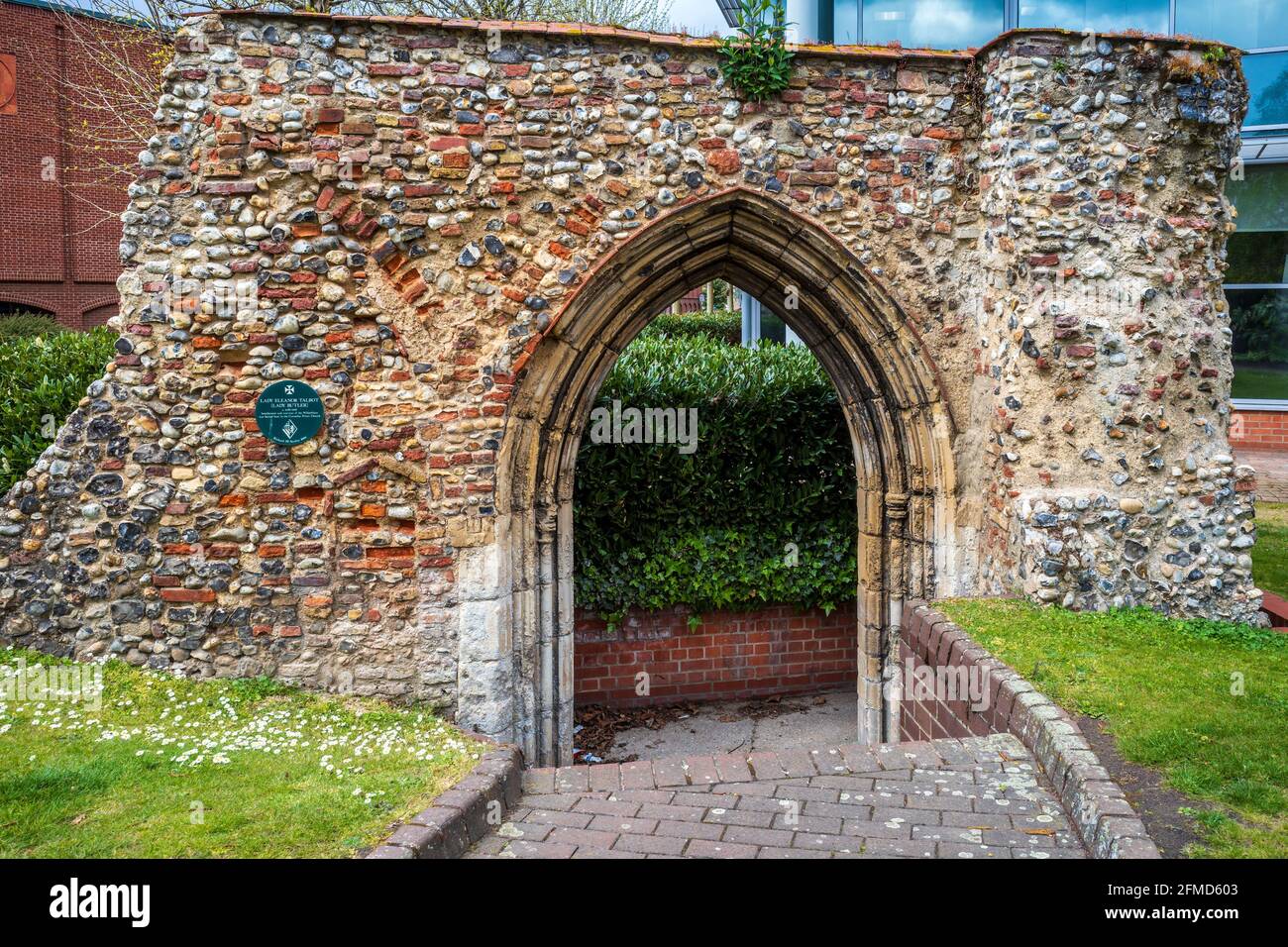 Anchorite House remains, Whitefriars Monastery, Norwich. The remains of  Anchorite House belonging to the Whitefriars monastery. Mid C14. Grade II. Stock Photo