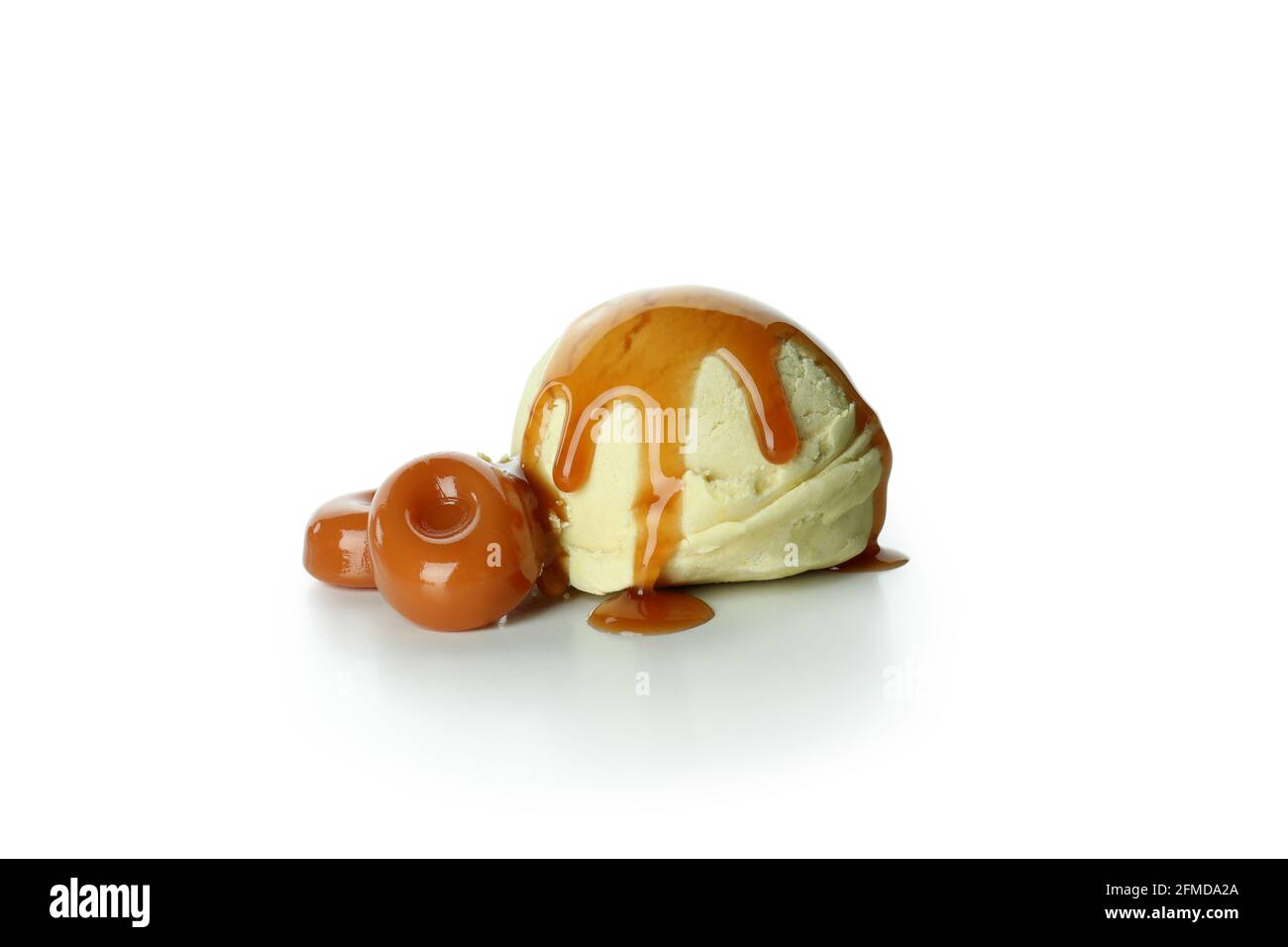 Caramel ice cream isolated on white background Stock Photo - Alamy