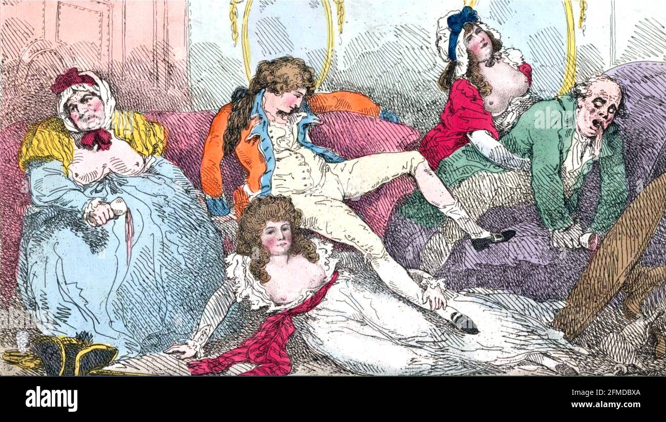 THE PRODIGAL SON by Thomas Rowlandson about 1785. The Prince of Wales - later George IV - gorge iv,is shown lounging on a sofa in a brothel Stock Photo