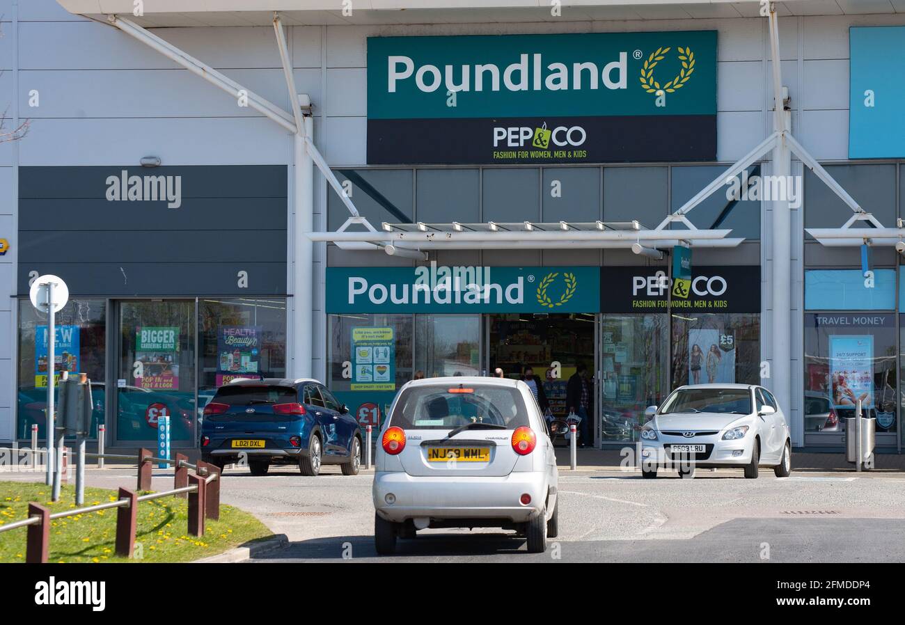Poundland shop at Deepdale Shopping Park, Blackpool Road, Preston