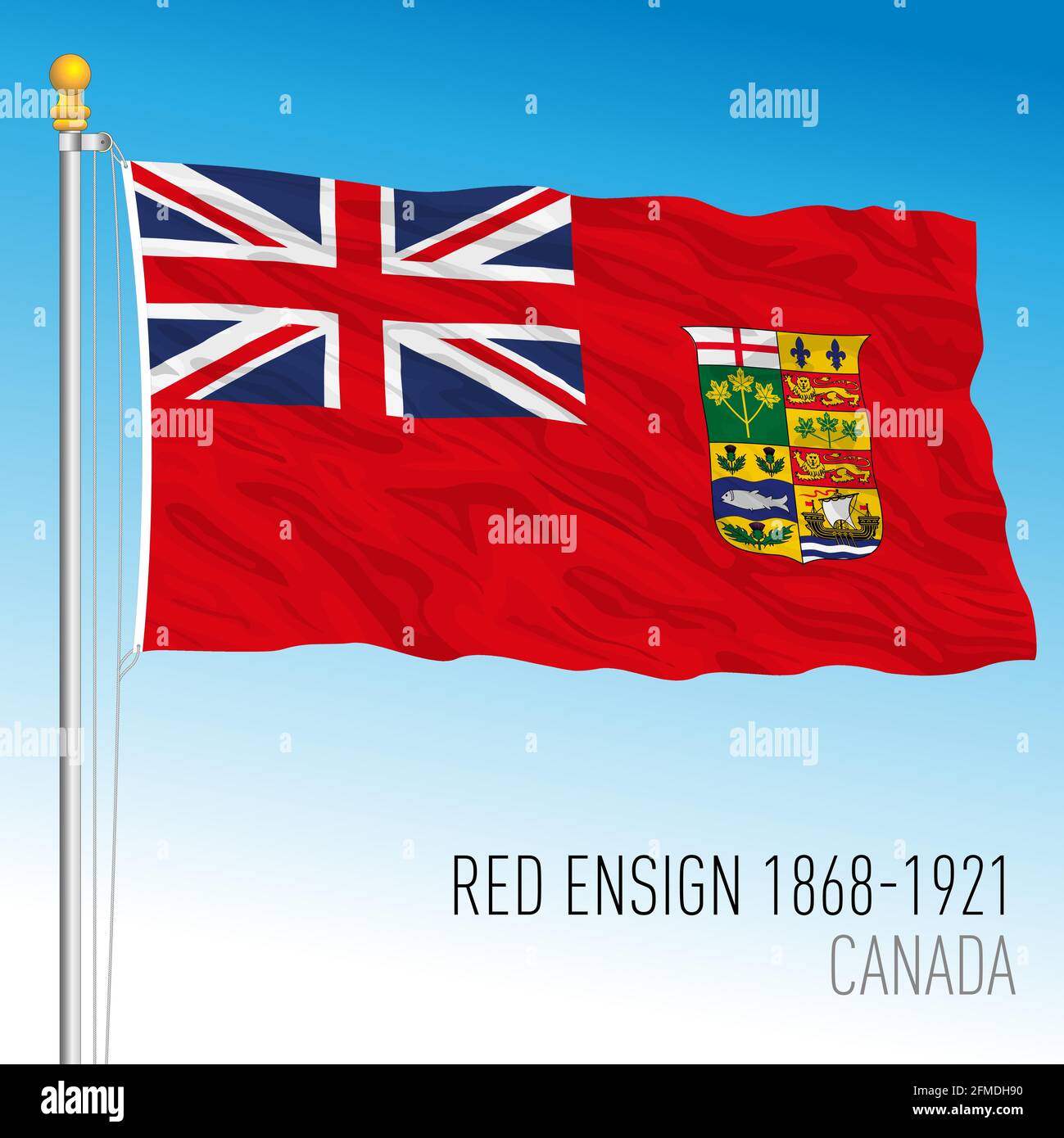 Canadian red ensign historical flag, 1868 - 1921, Canada, vector illustration Stock Vector
