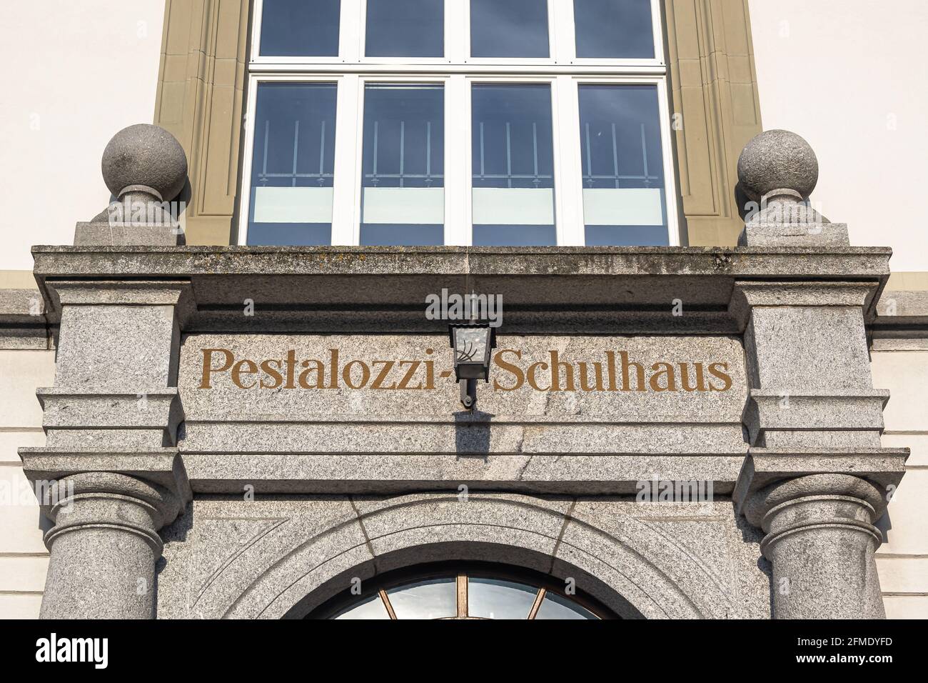 Burgdorf, Switzerland - May 9,2020: The Pestalozzi School, whose founder Johann Heinrich Pestalozzi developed his original pedagogical methods in Burg Stock Photo