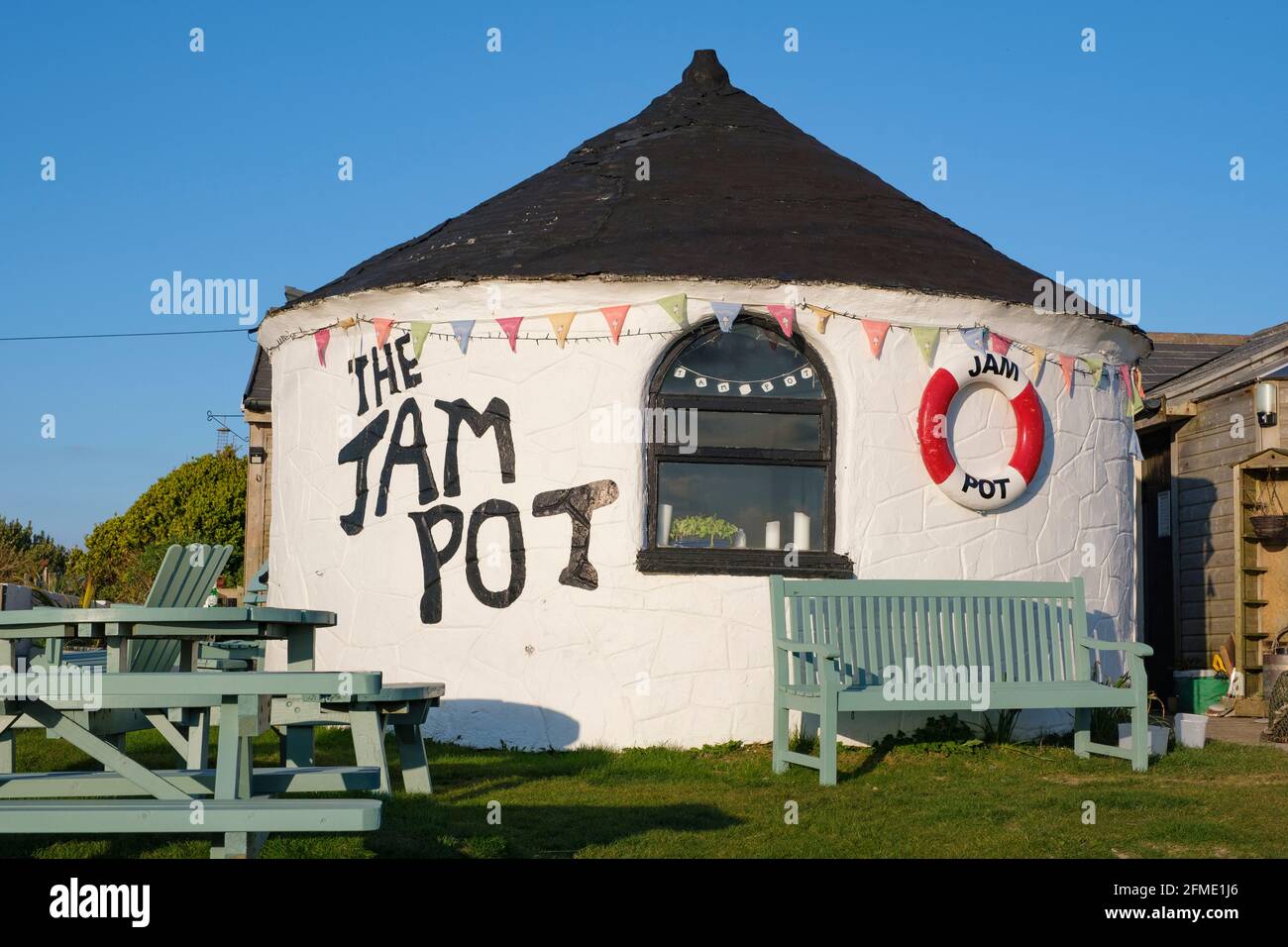 The Jam Pot Cafe at Gwithian Towans Beach, Cornwall, England, UK Stock