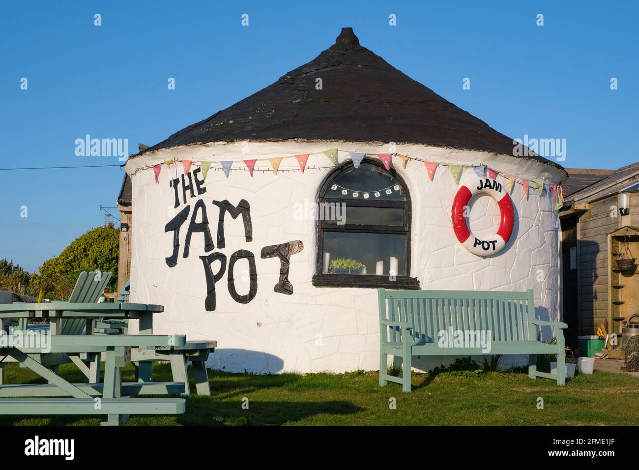 The Jam Pot Cafe at Gwithian Towans Beach, Cornwall, England, UK Stock