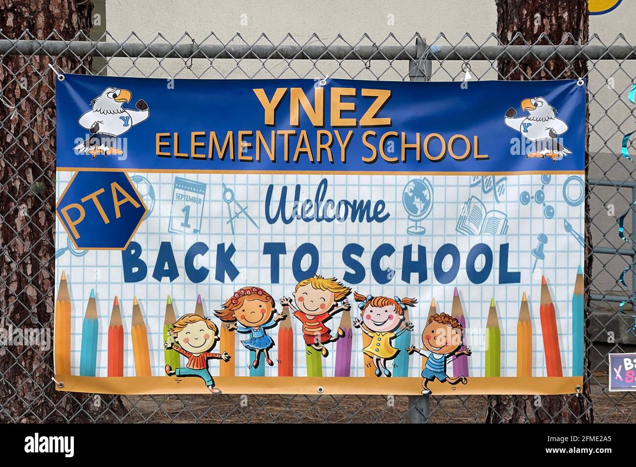 A Welcome Back sign at Ynez Elementary School, Saturday, May 8, 2021, in  Monterey Park, Calif Stock Photo - Alamy