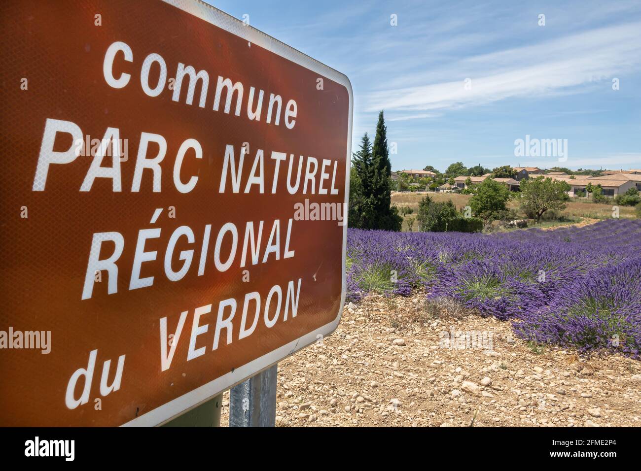 Valensole, France - July 5, 2020: Plateau de Valensole - an area of lavender fields in the Verdon National Park in Provence Stock Photo