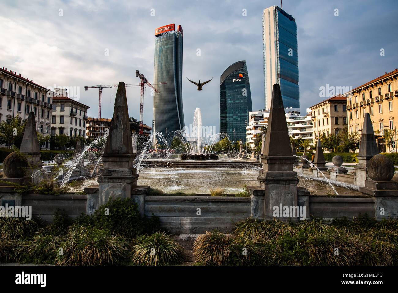 MILANO CITY LIFE  Where are the three towers of milan Stock Photo