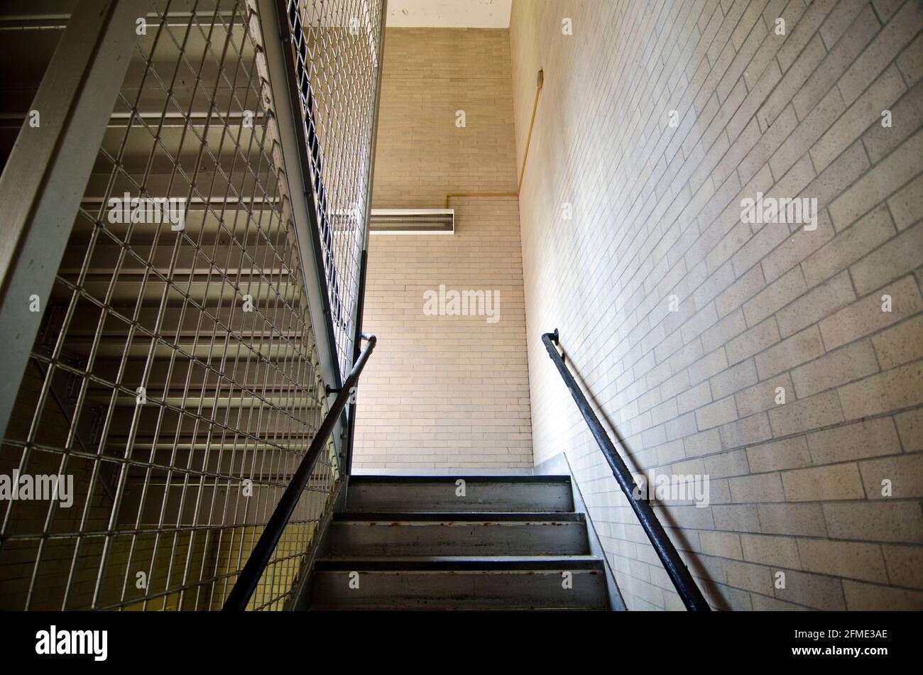 Interior of an abandoned insane asylum Stock Photo