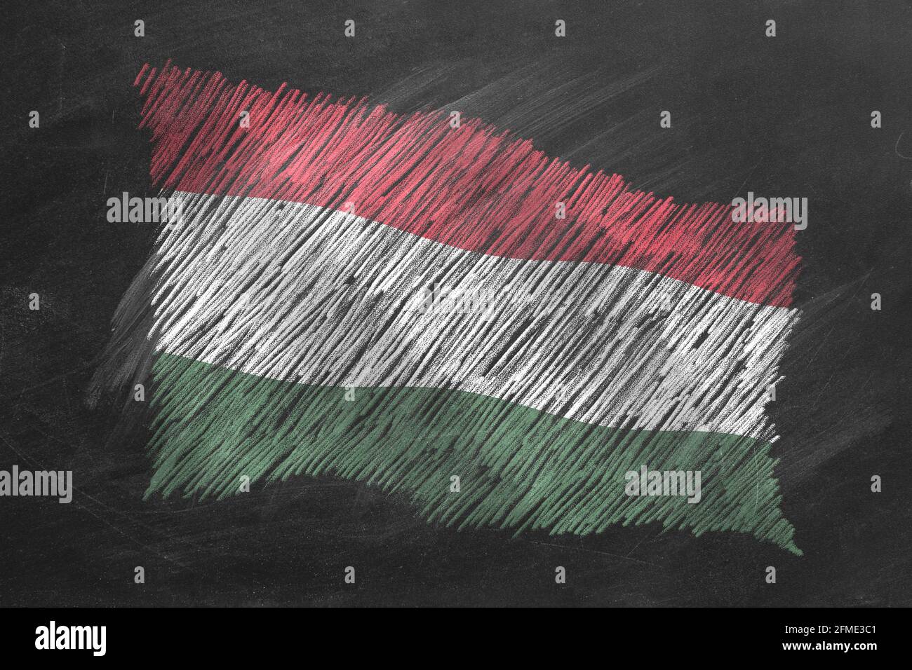 National Flag of Hungary. Chalk drawn illustration. Stock Photo
