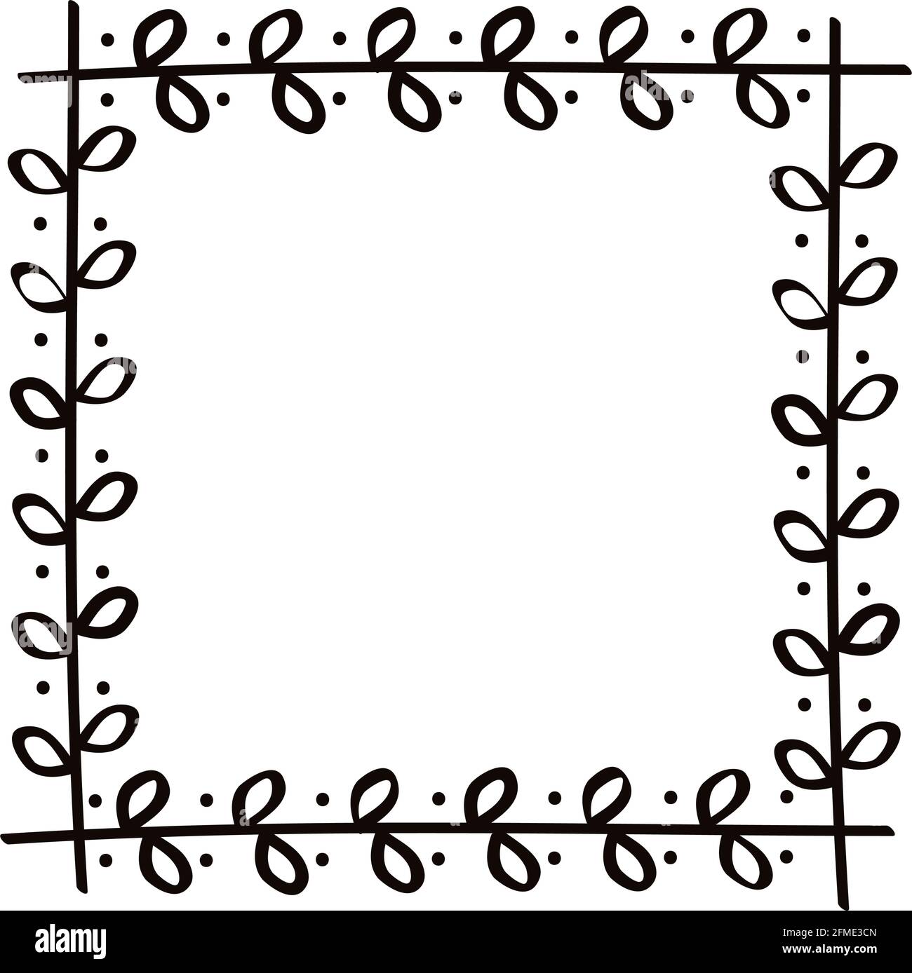 square hand draw leaves frame Stock Vector Image & Art - Alamy