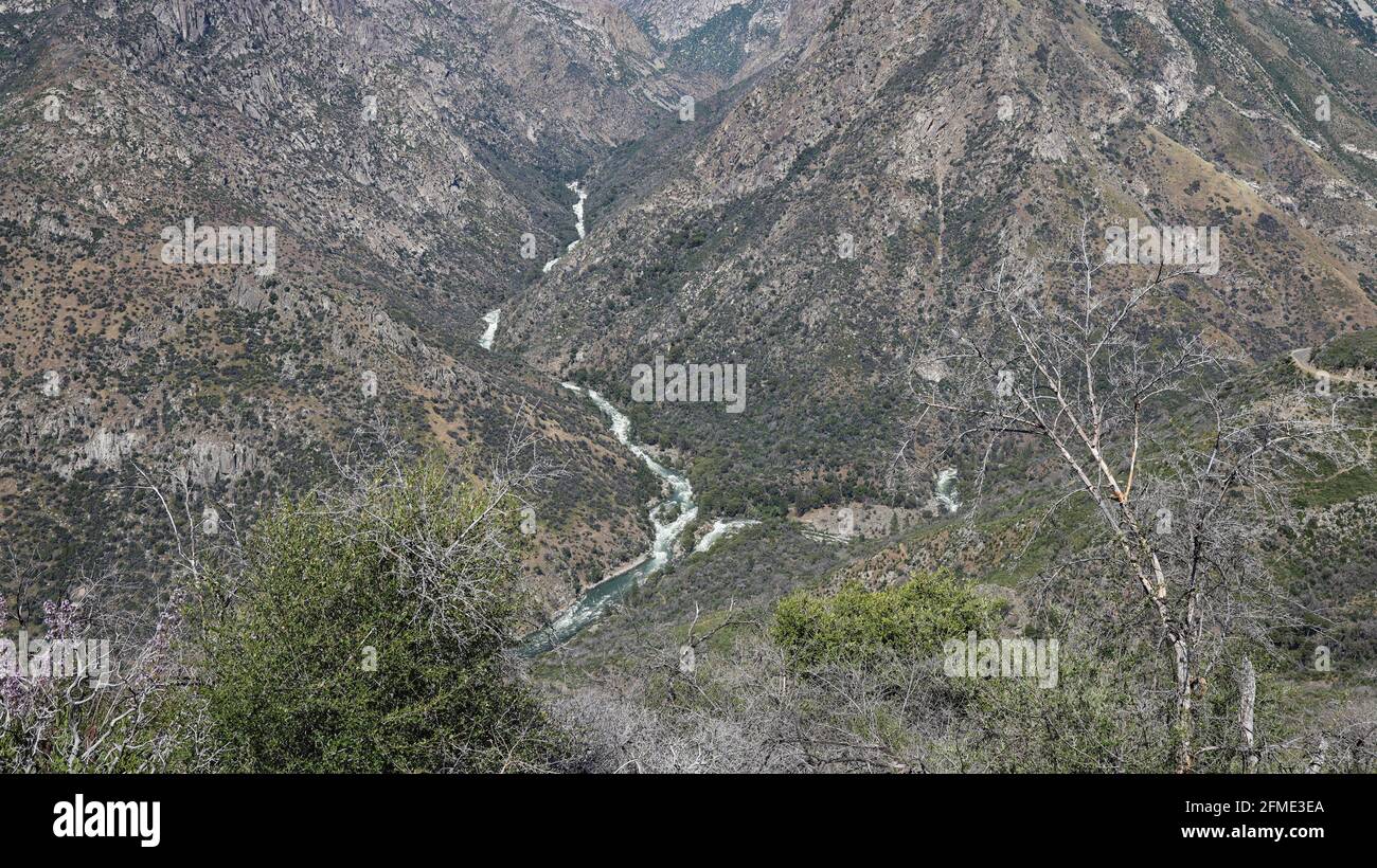 An overlook view of the Kings River, Kings Canyon National Park, Sierra Nevada Mountains, California Stock Photo
