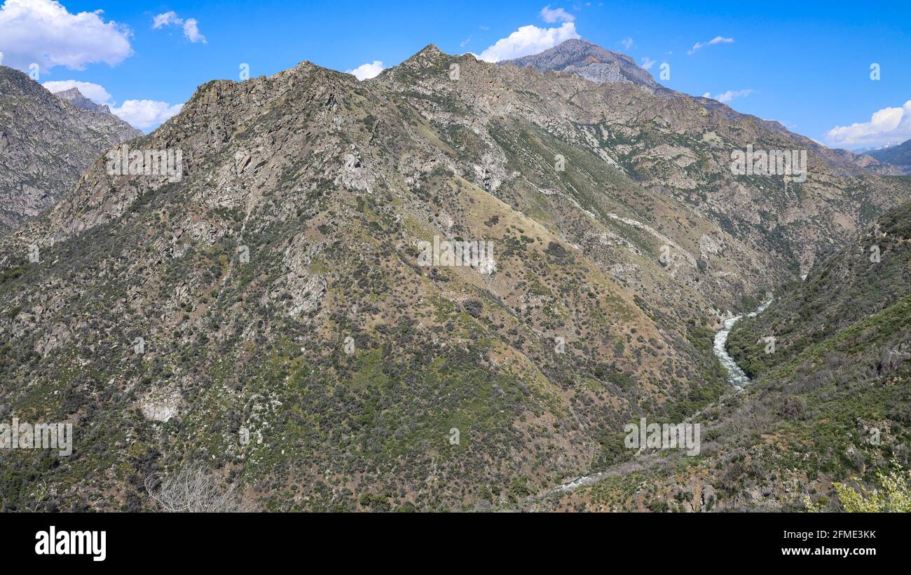 An overlook view of the Kings River, Kings Canyon National Park, Sierra Nevada Mountains, California Stock Photo