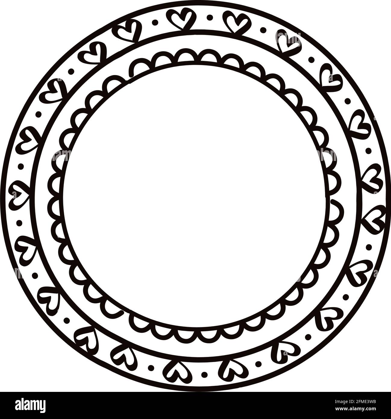 circular hand draw hearts frame Stock Vector Image & Art - Alamy