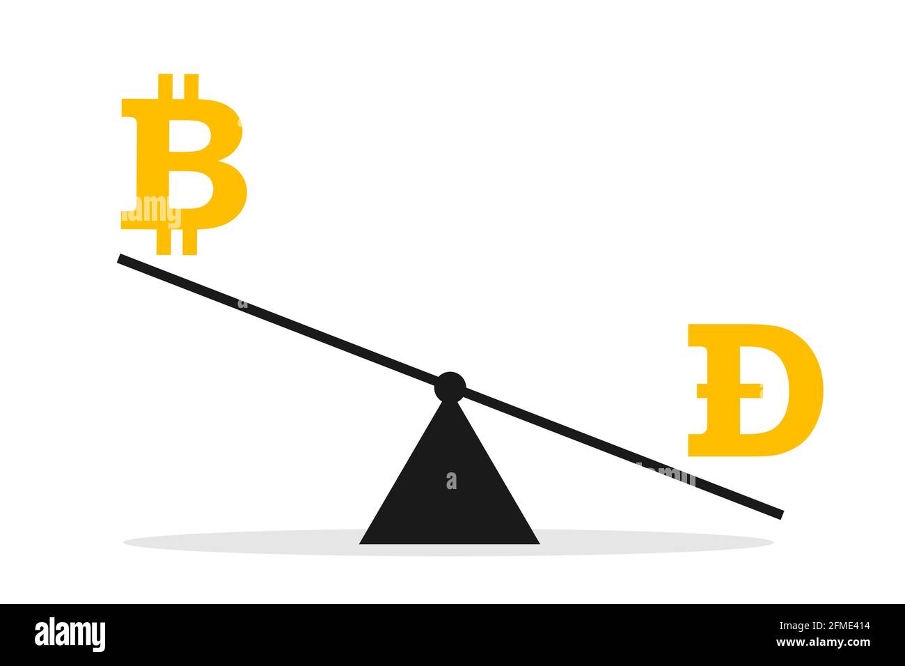 Bitcoin and Dogecoin are compared on weight and scale. Comparison of value  and valuation of crypto currency. Vector illustration isolated on white  Stock Photo - Alamy