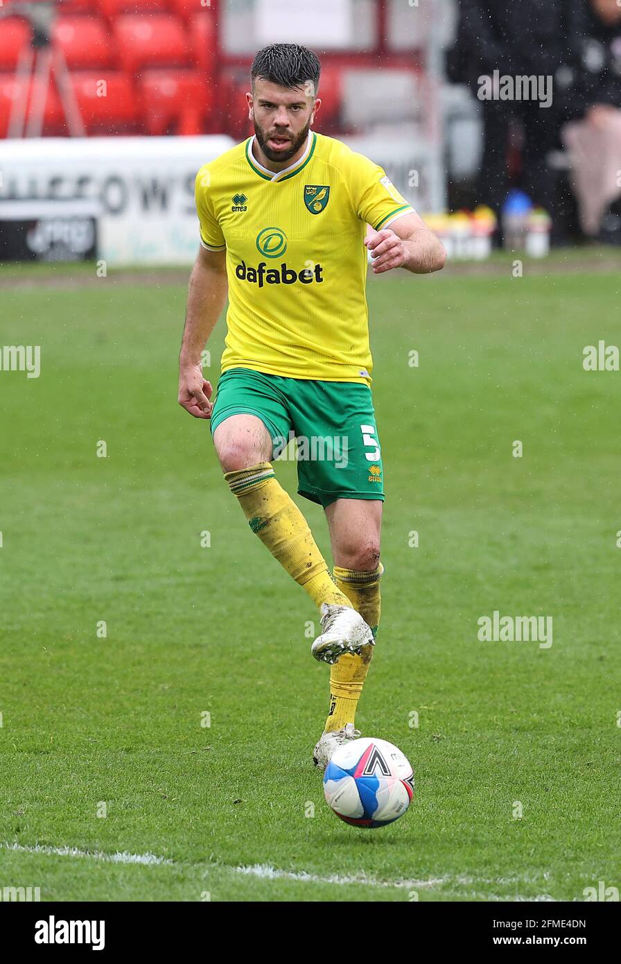 Barnsley, England, 8th May 2021.  Grant Hanley of Norwich City during the Sky Bet Championship match at Oakwell, Barnsley. Picture credit should read: John Clifton / Sportimage Stock Photo