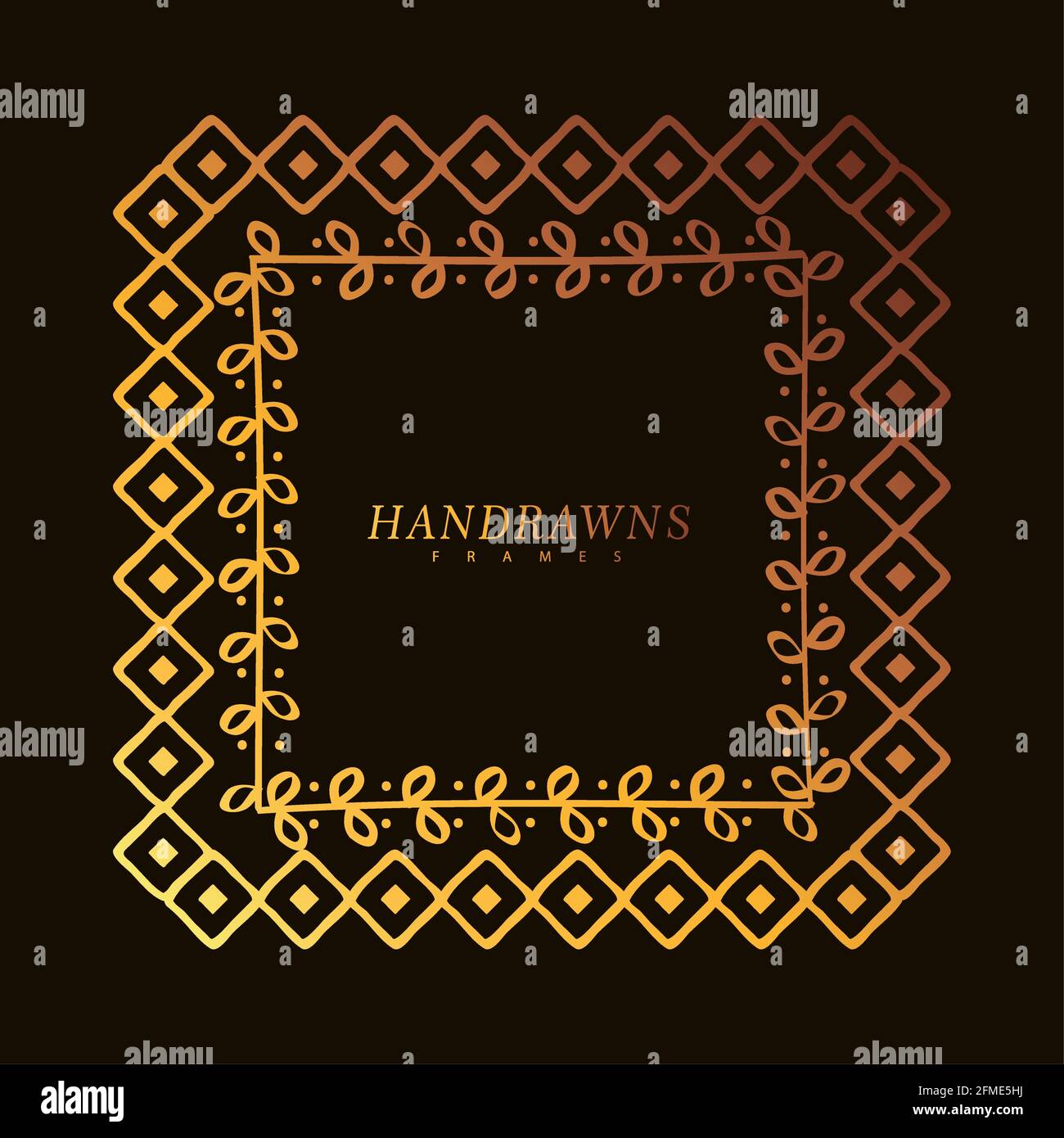golden square hand draw frame Stock Vector Image & Art - Alamy