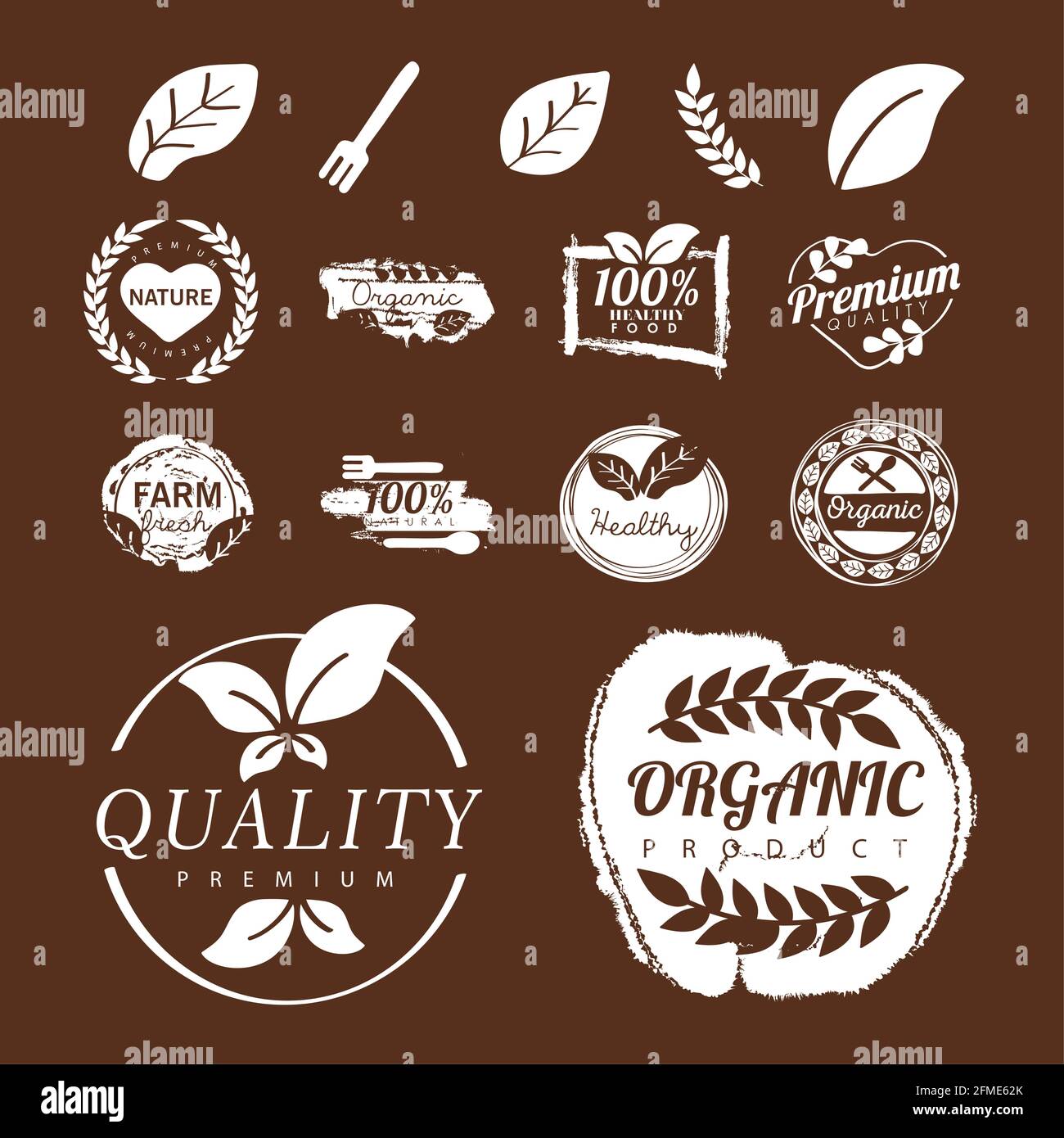 fifteen organic labels set icons Stock Vector Image & Art - Alamy