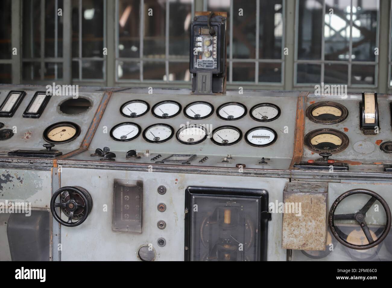 Control Panel of an old Power Plant Stock Photo - Alamy