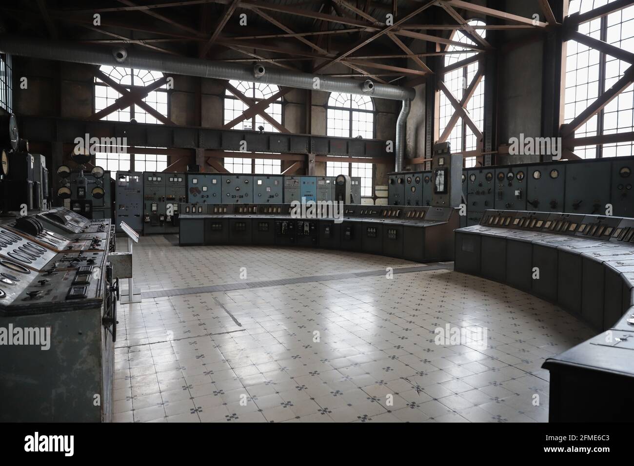 Control Panel of an old Power Plant Stock Photo - Alamy